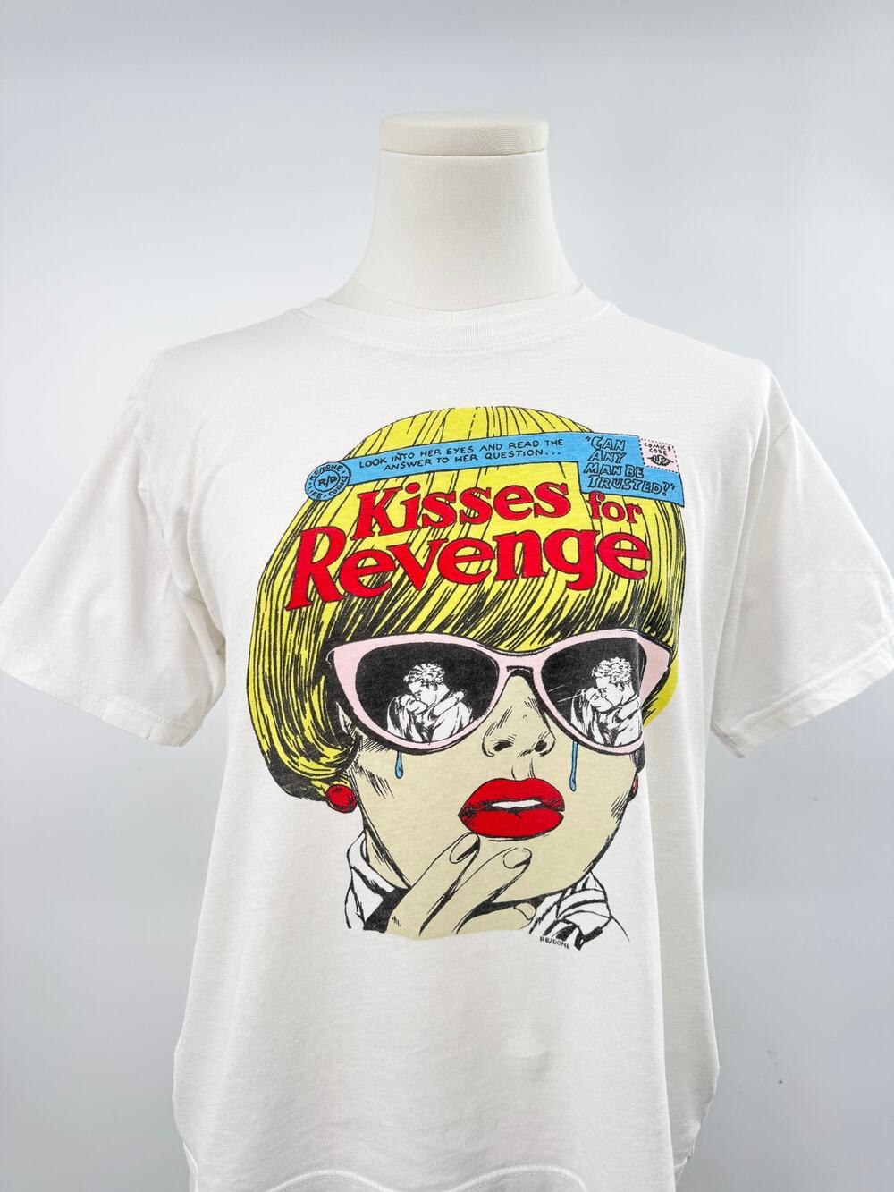 RE/DONE Hanes Vintage Graphic Comic Tee Kisses for Revenge White T-Shirt XS